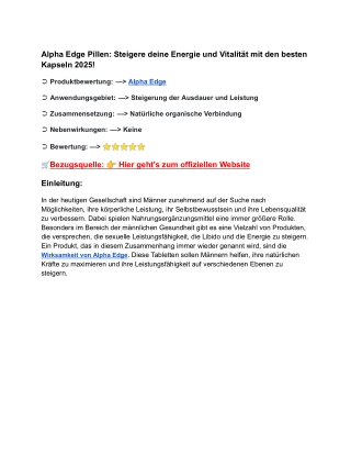Alpha Edge Pillen_ Steigere deine Energie und Vitalität mit den besten Kapseln 2025