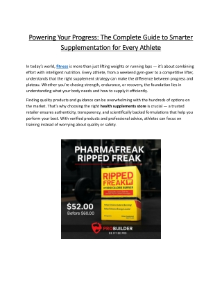 Powering Your Progress The Complete Guide to Smarter Supplementation for Every Athlete
