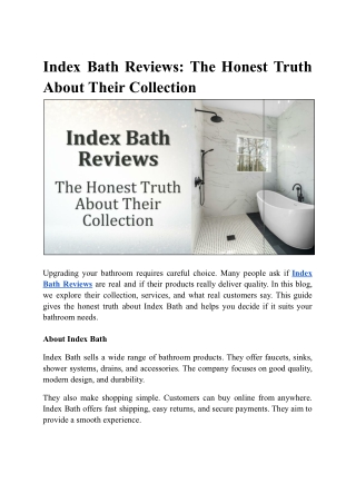 Index Bath Reviews: A Guide to Comparing Modern Fixtures