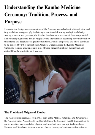 Understanding the Kambo Medicine Ceremony Tradition, Process, and Purpose