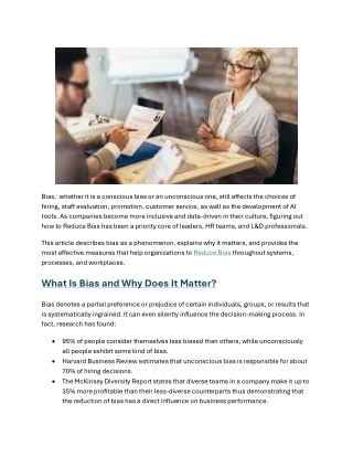 Reduce Bias- Why It Matters and How Organizations Can Build Fairer Decision-Making Systems