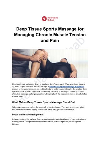 Deep Tissue Sports Massage for Managing Chronic Muscle Tension and Pain
