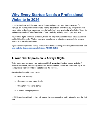 Why Every Startup Needs a Professional Website in 2026