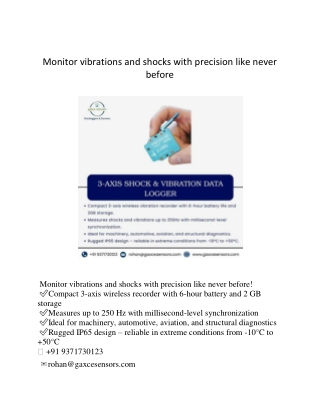 Monitor vibrations and shocks with precision like never before