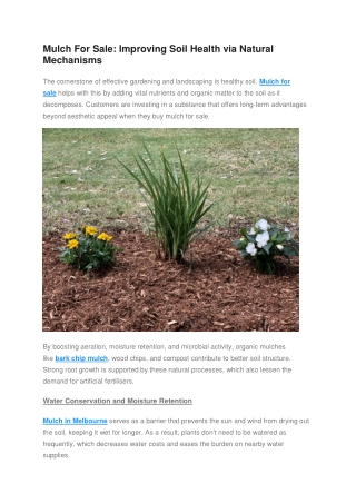 Mulch For Sale - Improving Soil Health via Natural Mechanisms