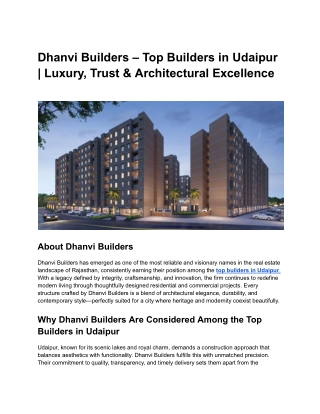 Top builders in Udaipur