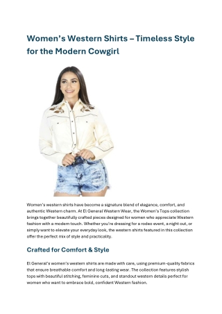 Women’s Western Shirts – Timeless Style for the Modern Cowgirl