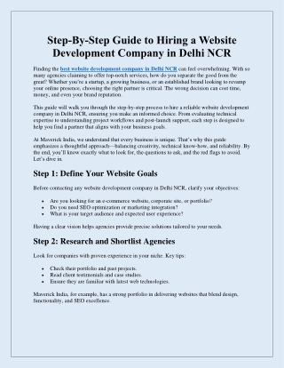 Step-By-Step Guide to Hiring a Website Development Company in Delhi NCR