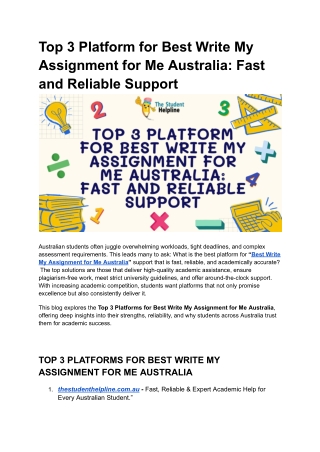 Top 3 Platform for Best Write My Assignment for Me Australia_ Fast and Reliable Support