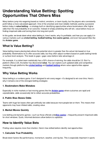 Beginner Betting Value Opportunities: Unlock Hidden Profitable Markets