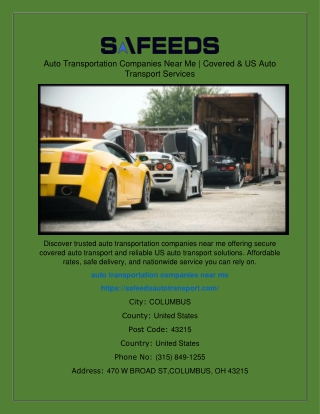 Auto Transportation Companies Near Me | Covered & US Auto Transport Services