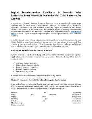 Digital Transformation Excellence in Kuwait: Why Businesses Trust Microsoft