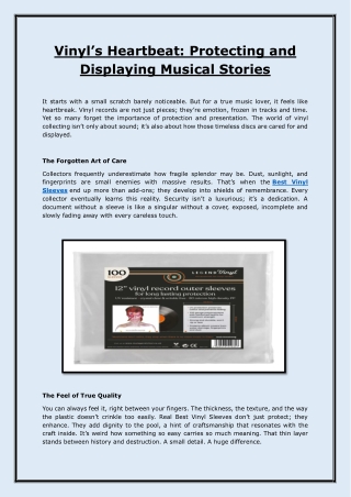 Vinyl’s Heartbeat: Protecting and Displaying Musical Stories