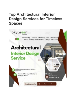Top Architectural Interior Design Services for Timeless Spaces