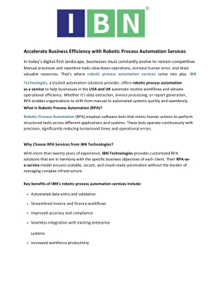 Modernize Legacy Workflows with Robotic Process Automation Services