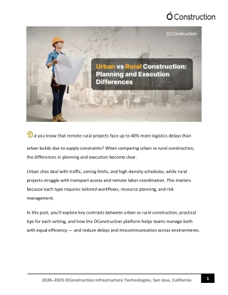 Urban vs Rural Construction Planning and Execution Differences
