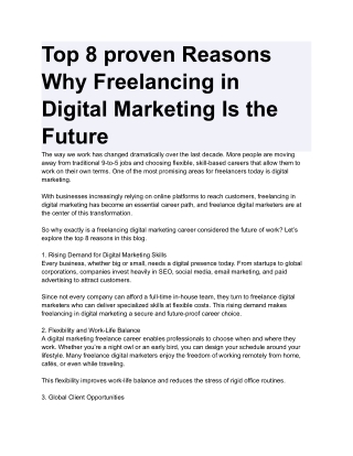 Top 8 proven Reasons Why Freelancing in Digital Marketing Is the Future