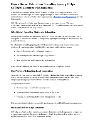 How a Smart Education Branding Agency Helps Colleges Connect with Students