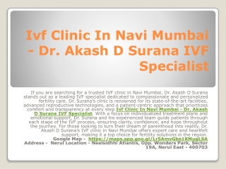 Ivf Treatment In Kharghar - Dr. Akash D Surana IVF Specialist