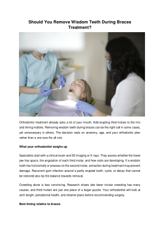 Should You Remove Wisdom Teeth During Braces Treatment?