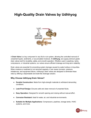 High-Quality Drain Valves by Udhhyog