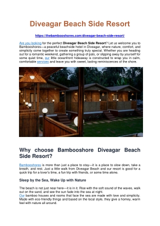 Diveagar Beach Side Resort