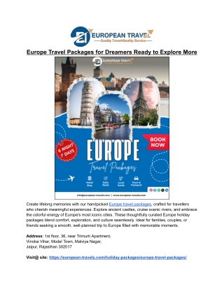 Europe Travel Packages Designed for Timeless Memories