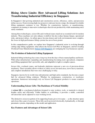 Rising Above Limits: How Advanced Lifting Solutions Are Transforming Industrial