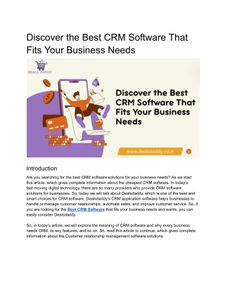 Discover the Best CRM Software That Fits Your Business Needs