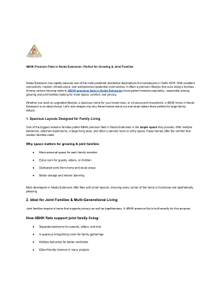 4BHK Premium Flats in Noida Extension_ Perfect for Growing & Joint Families