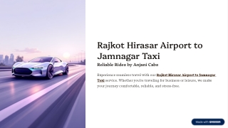 Rajkot Hirasar Airport to Jamnagar Taxi – Reliable Rides by Anjani Cabs
