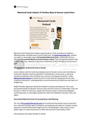 Memorial Cards Ireland