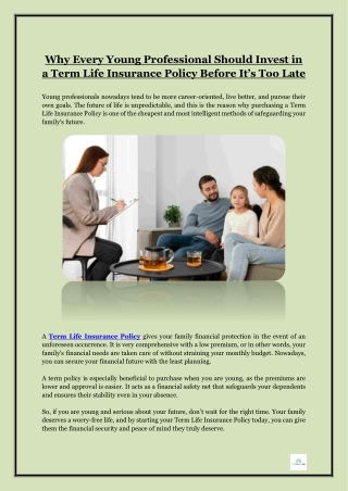 Why Every Young Professional Should Invest in a Term Life Insurance Policy Before It’s Too Late