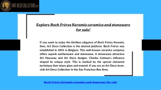 Explore Boch Frères Keramis ceramics and stoneware for sale!