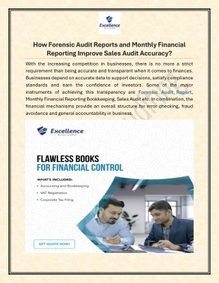 How Forensic Audit Reports and Monthly Financial Reporting Improve Sales Audit Accuracy