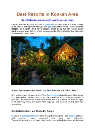 Best Resorts in Konkan Area