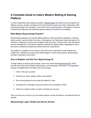 A Complete Guide to India’s Modern Betting & Gaming Platform