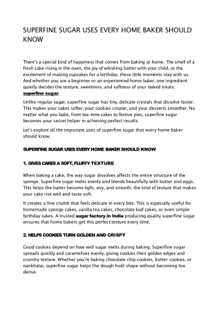 Superfine Sugar Home Baker Uses