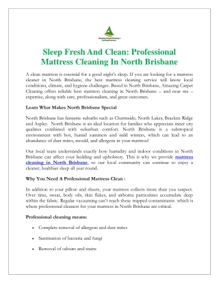 Sleep Fresh And Clean Professional Mattress Cleaning In North Brisbane