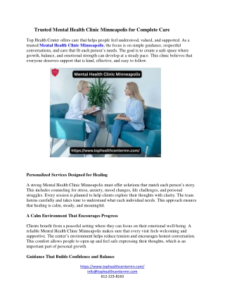 Trusted Mental Health Clinic Minneapolis for Complete Care