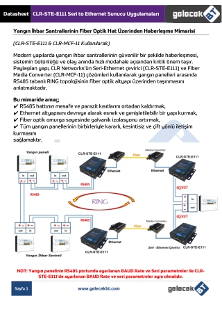 Yangın İhbar Santrallerinin Fiber Optik Hat Üzerinden Haberlesme Mimarisi