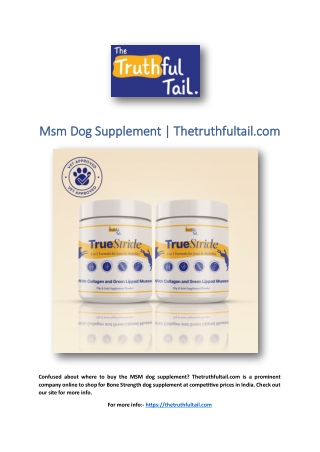 Msm Dog Supplement | Thetruthfultail.com