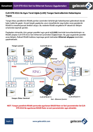 CLR-STE-E111 ile Aynı Yerel Ağda (LAN) Yangın Santrallerinin Haberlesme Yapısı
