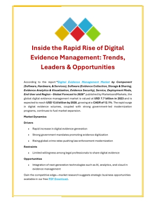 Inside the Rapid of Digital Evidence Management Trends, Leaders and Opportunities