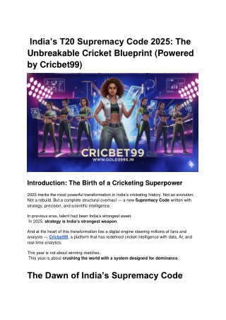 India’s T20 Supremacy Code 2025_ The Unbreakable Cricket Blueprint (Powered by Cricbet99)