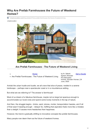 Why Are Prefab Farmhouses the Future of Weekend Homes