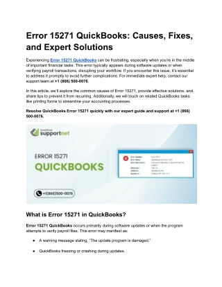 Error 15271 QuickBooks_ Causes, Fixes, and Expert Solutions