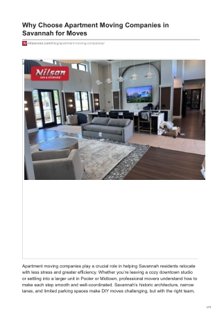 Why Choose Apartment Moving Companies in Savannah for Moves