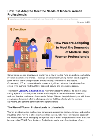How PGs Adapt to Meet the Needs of Modern Women Professionals