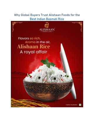 The Best Indian Basmati Rice Trusted by Global Buyers